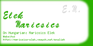 elek maricsics business card